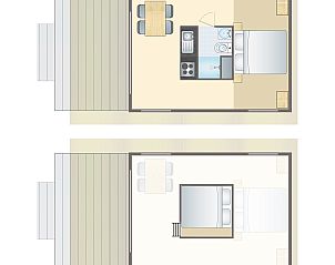 Floor plan of 2-4 person safari tent in Gesves, Ardennes, Belgium, with spacious veranda and comfortable interior space.